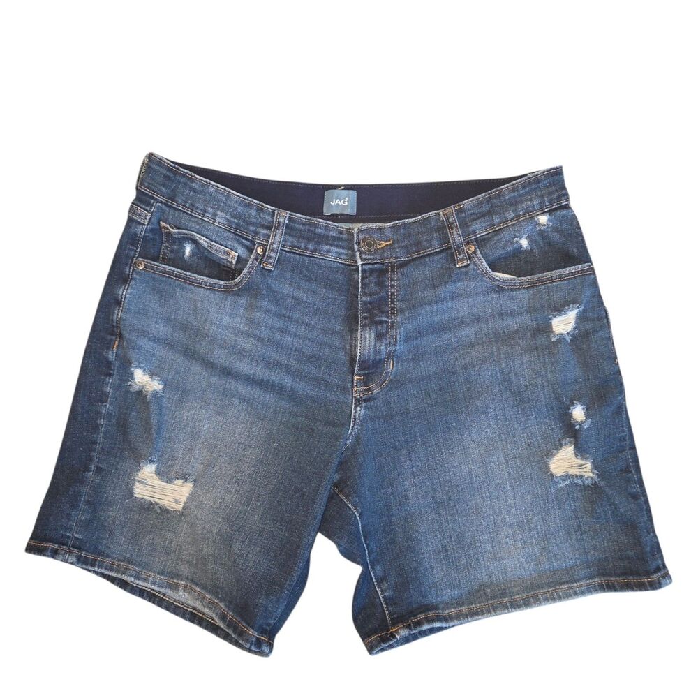 JAG Jeans Womens Size 14 Alex Boyfriend Shorts Distressed Medium Wash Denim